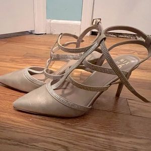 Gold and silver sparkle heels